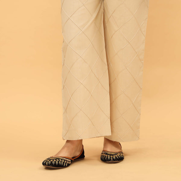Beige Straight Fit Embellished Trouser PL5033