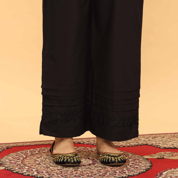 Black Straight Fit Embellished Trouser PL5047
