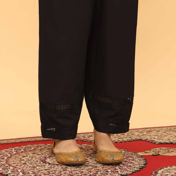 Black Straight Fit Embellished Trouser PL5059