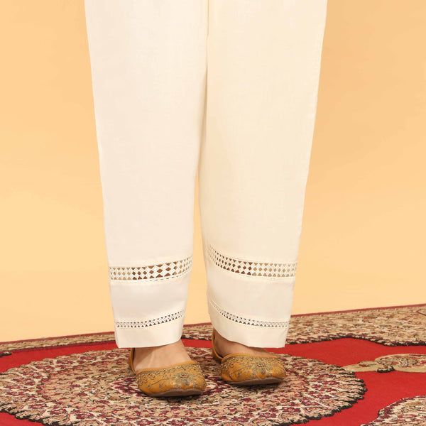 Cream Straight Fit Embellished Trouser PL5061