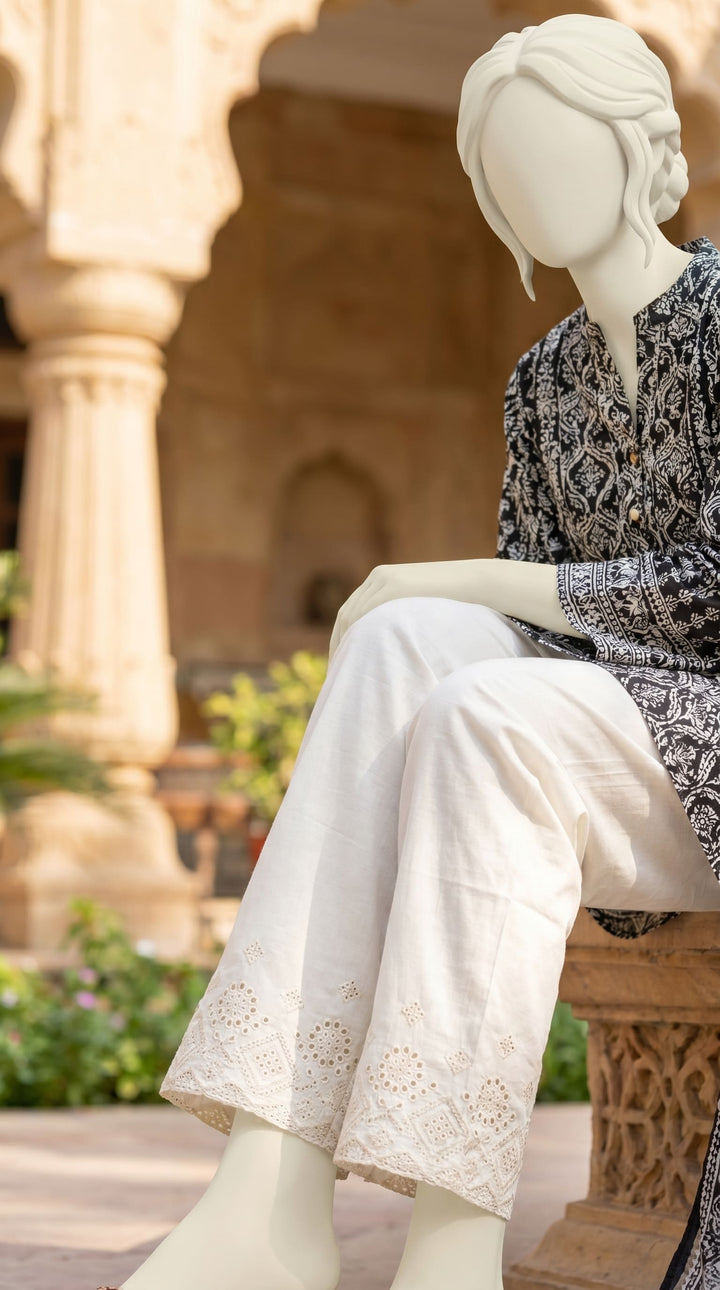 Embellished Cambric Plain Trouser PL506293