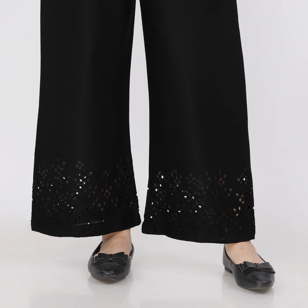 Black Cotton Cambric Embroiderd Trouser PL5064