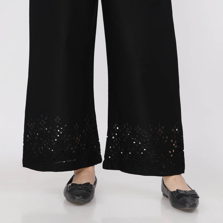 Black Cotton Cambric Embroiderd Trouser PL5064