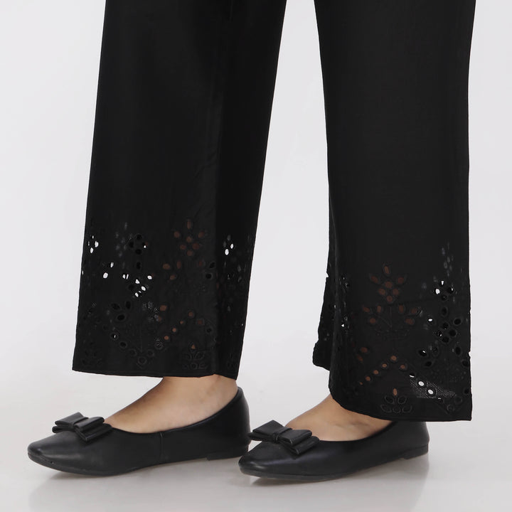 Black Cotton Cambric Embroiderd Trouser PL5064