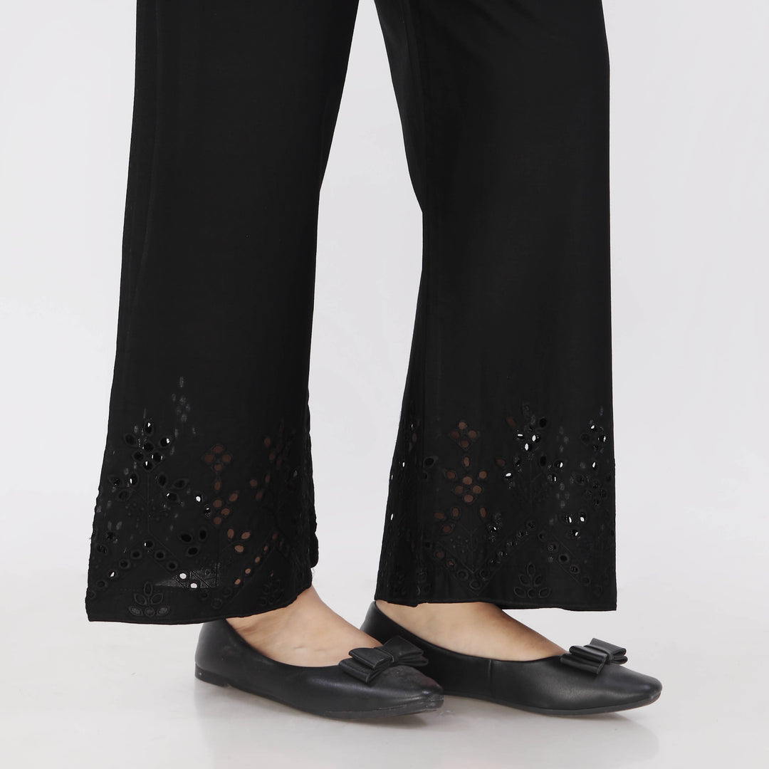 Black Cotton Cambric Embroiderd Trouser PL5064