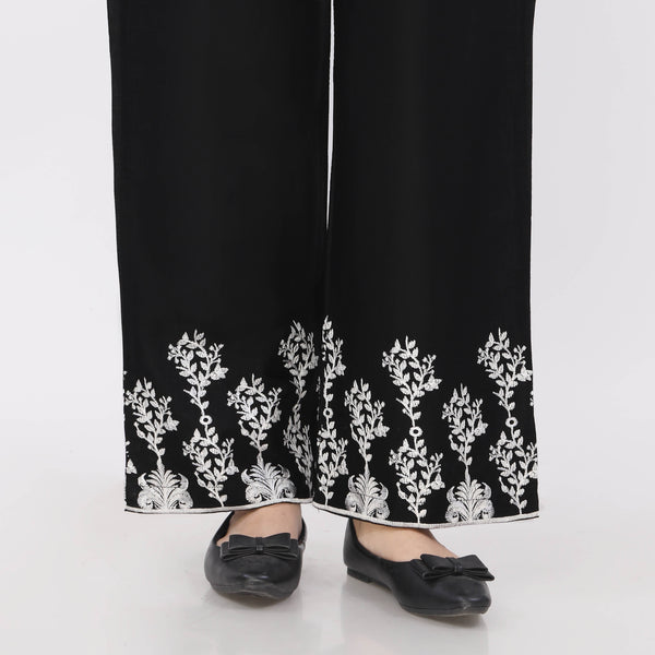 Black Cotton Cambric Embroiderd Trouser PL5066