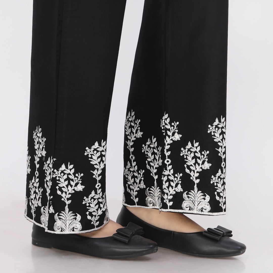 Black Cotton Cambric Embroiderd Trouser PL5066