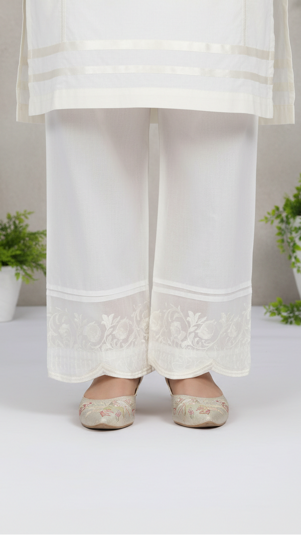 White Cotton Cambric Trouser PL5069