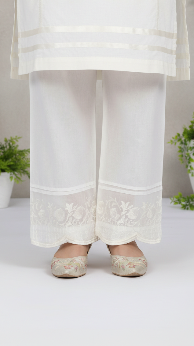 White Cotton Cambric Trouser PL5069