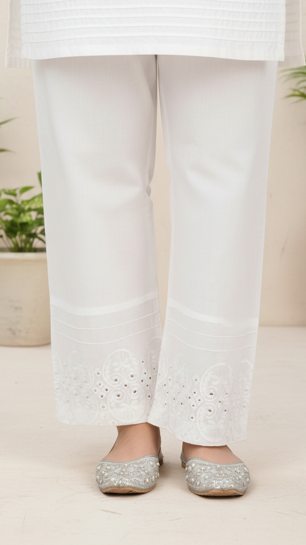 White Cotton Cambric Trouser PL5073