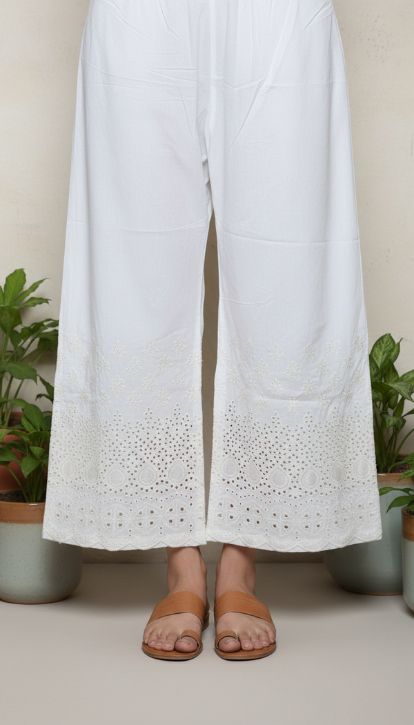 Cream Embellished Cambric Trouser PL5079