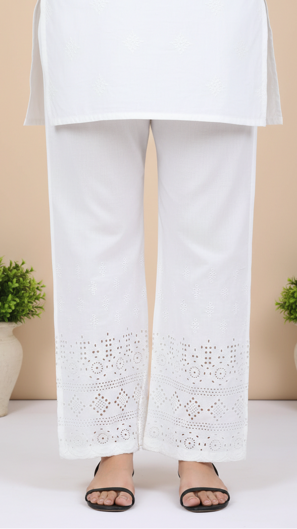White Cotton Cambric Trouser PL5081