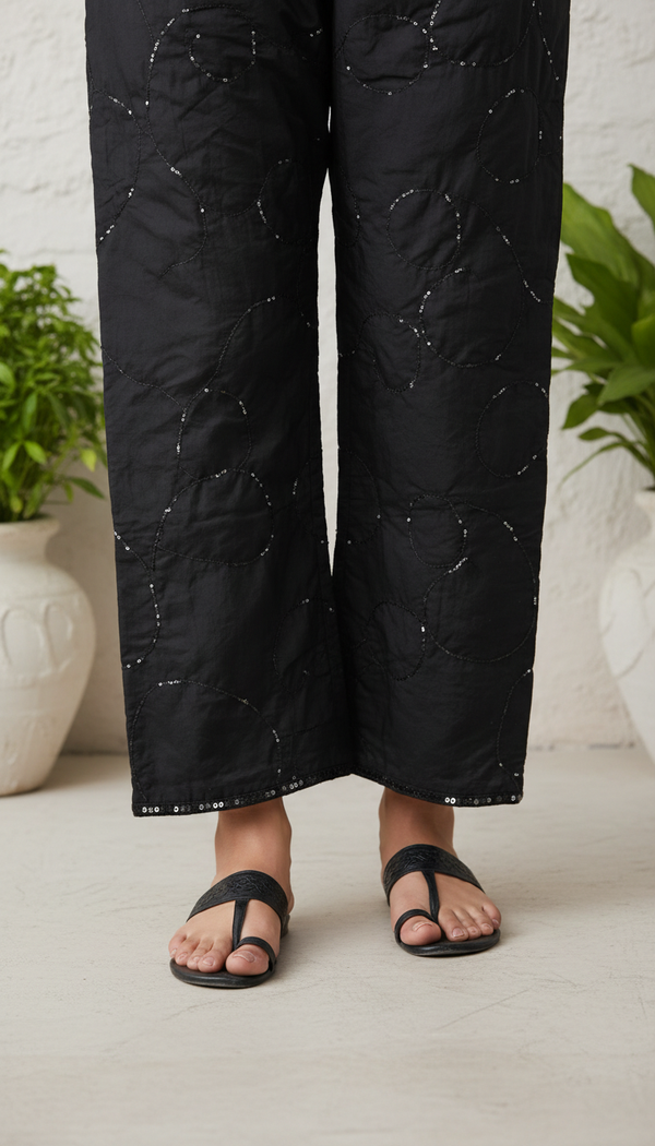 Black Embellished Cambric Trouser PL5095