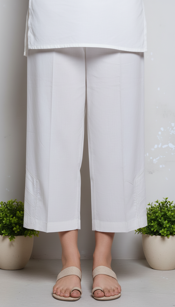 Off/White Cotton Cambric Trouser PL5100