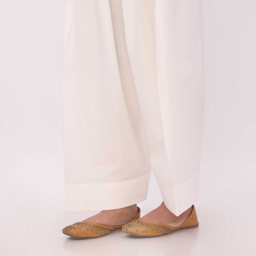 White Cotton Cambric Farshi Shalwar PL5115