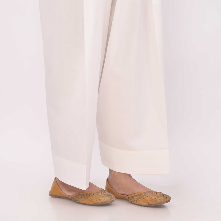 White Cotton Cambric Farshi Shalwar PL5115