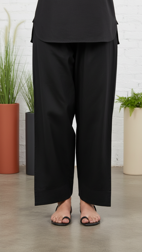 Black Cotton Cambric Farshi Shalwar PL5116