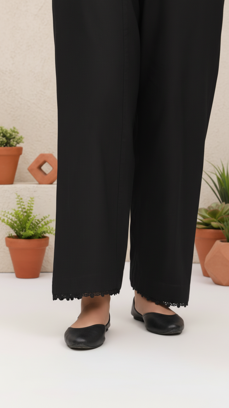 Black Cotton Cambric Shalwar PL5135