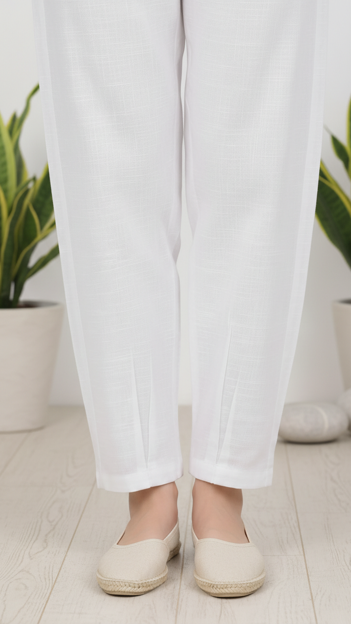 White Slub Khader Ballon Pants PL5138