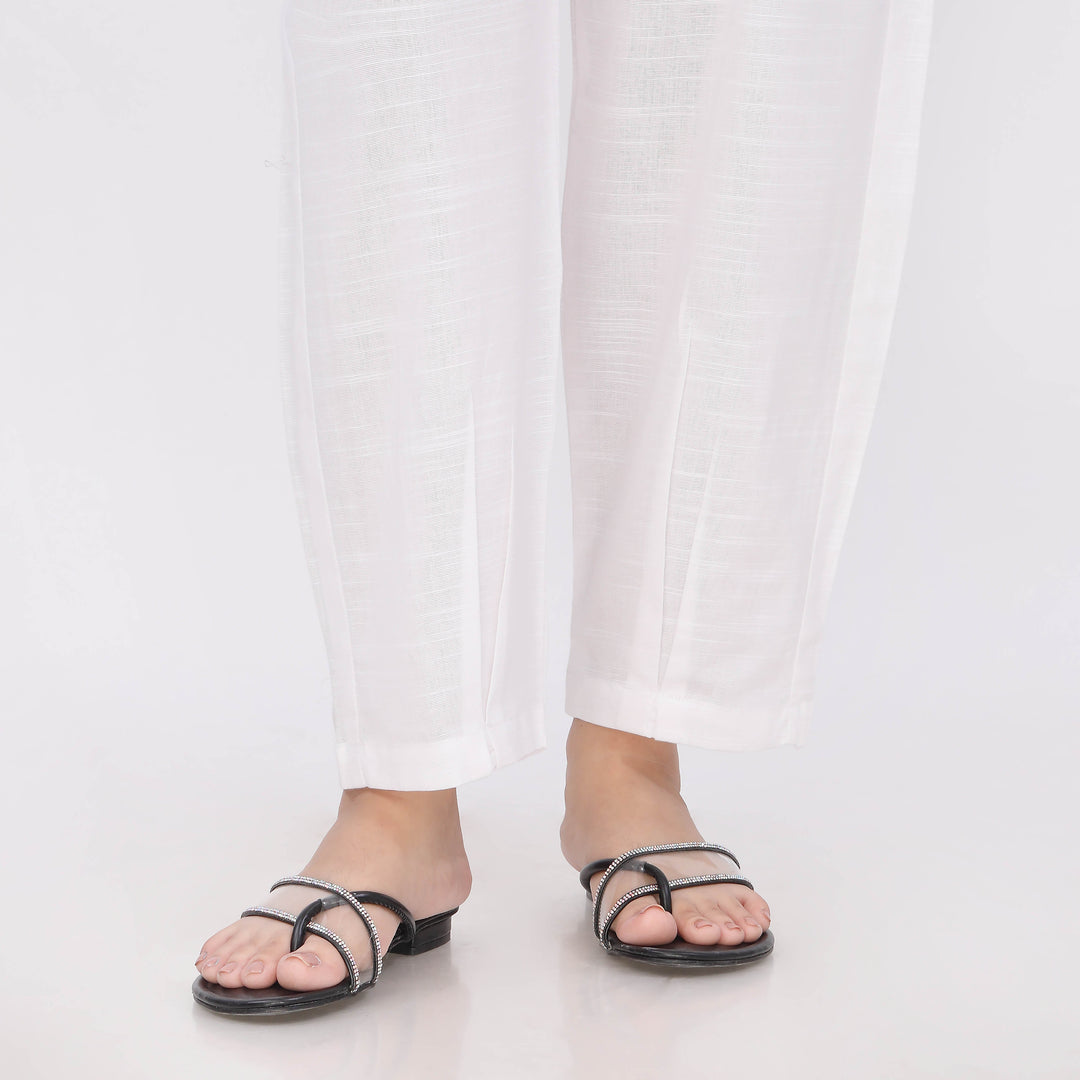 White Slub Khader Ballon Pants PL5138