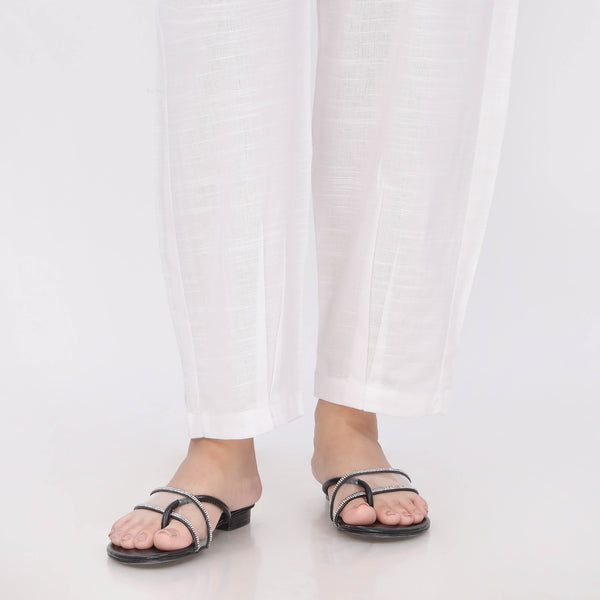 White Slub Khader Ballon Pants PL5138