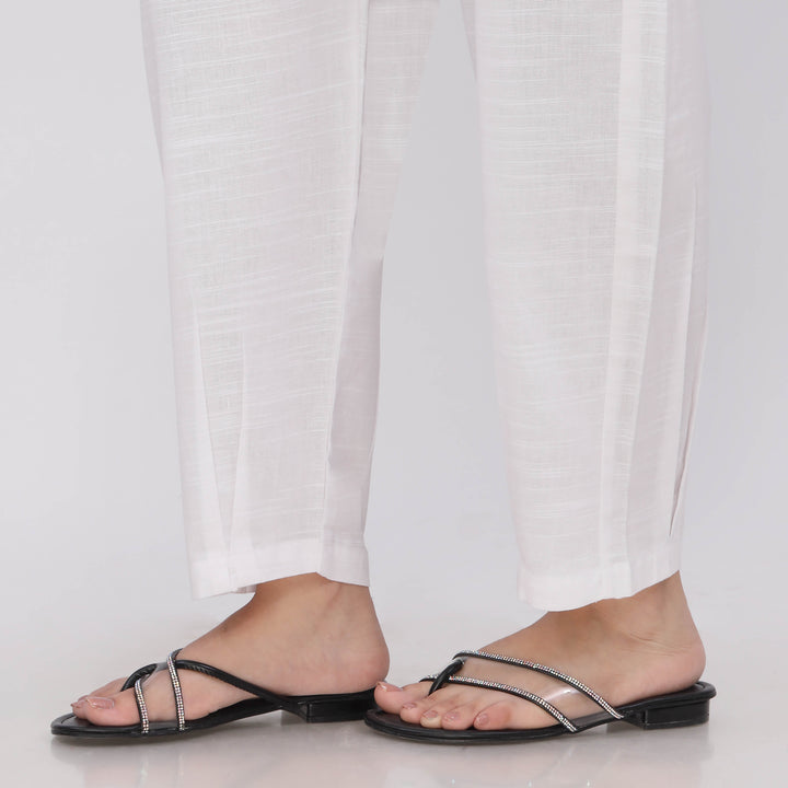 White Slub Khader Ballon Pants PL5138