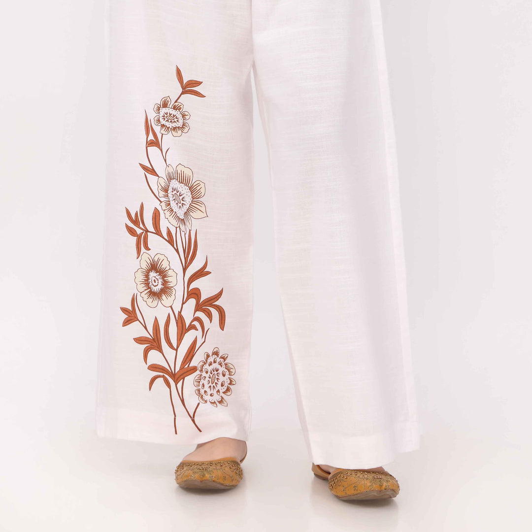 Off/White Slub Khaddar Trouser PL5142