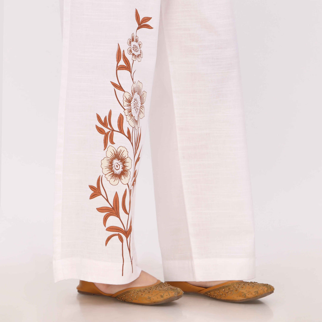 Off/White Slub Khaddar Trouser PL5142