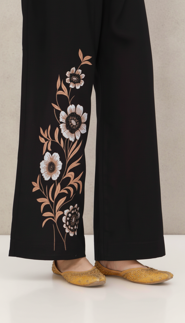 Black Slub Khaddar Trouser PL5143