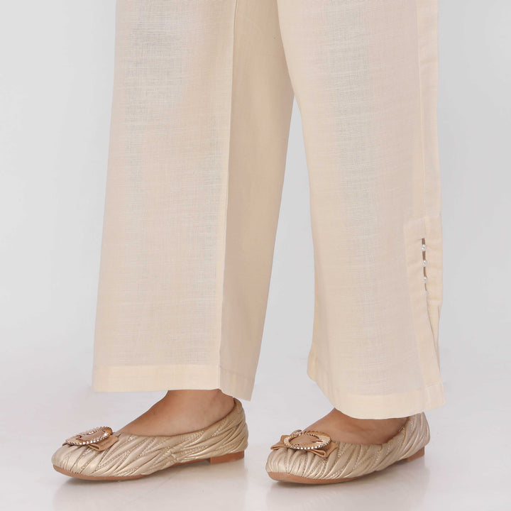 Off/White Slub Khaddar Trouser PL5144