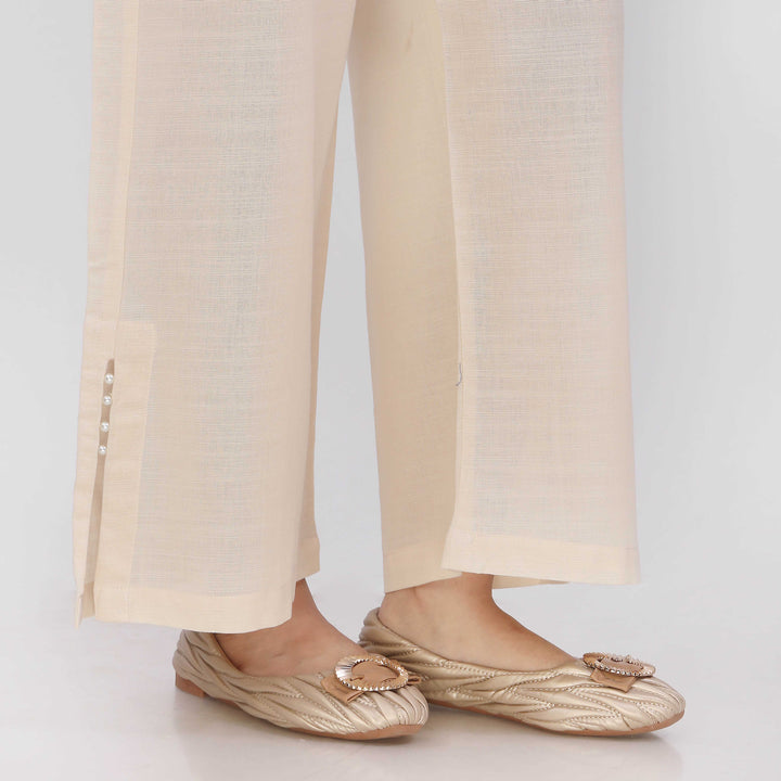 Off/White Slub Khaddar Trouser PL5144