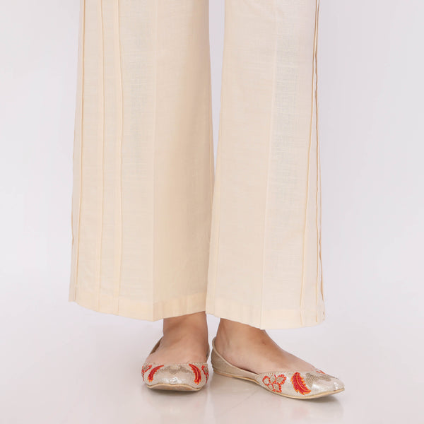 Off/White Slub Khaddar Trouser PL5146