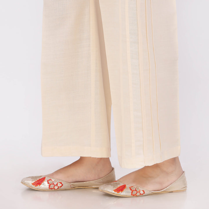 Off/White Slub Khaddar Trouser PL5146
