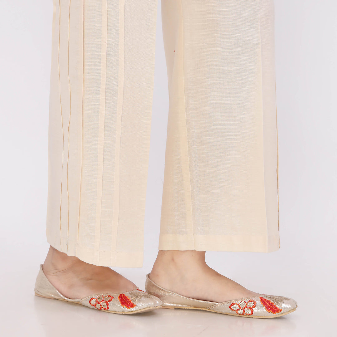 Off/White Slub Khaddar Trouser PL5146