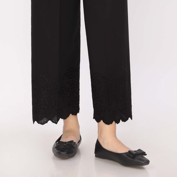 Black Cotton Cambric Embroidered Trouser