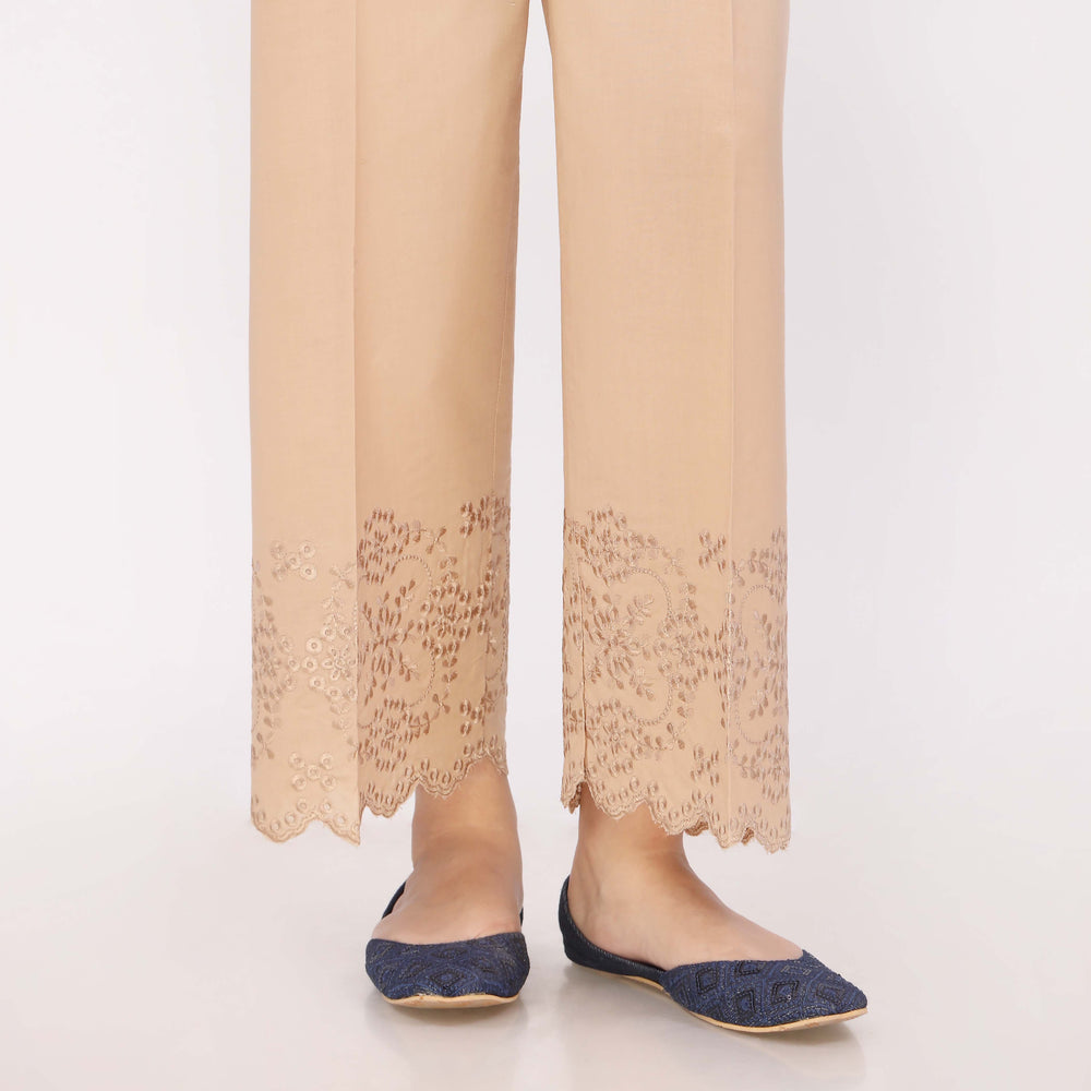 Black Cotton Cambric Embroidered Trouser
