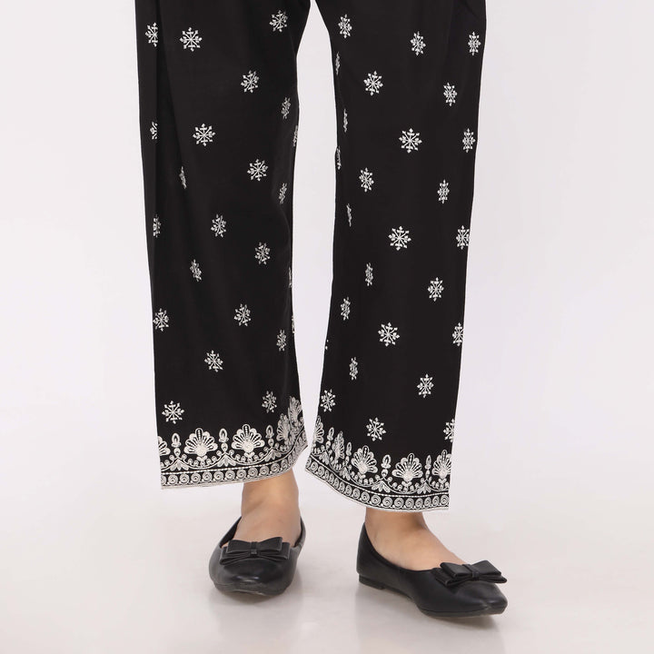 Black Cotton Cambric Embroidered Trouser