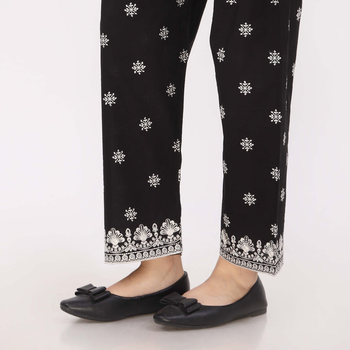 Black Cotton Cambric Embroidered Trouser