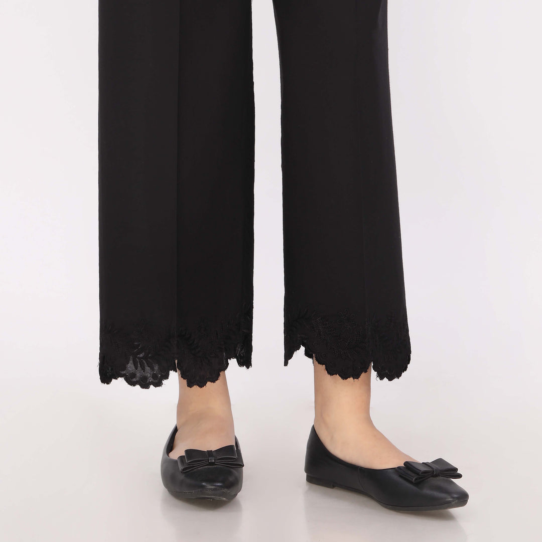 Black Cotton Cambric Embroidered Trouser