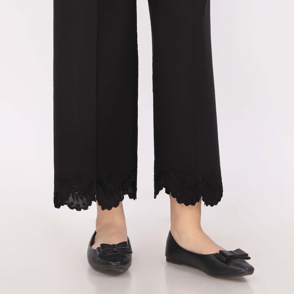 Black Cotton Cambric Embroidered Trouser