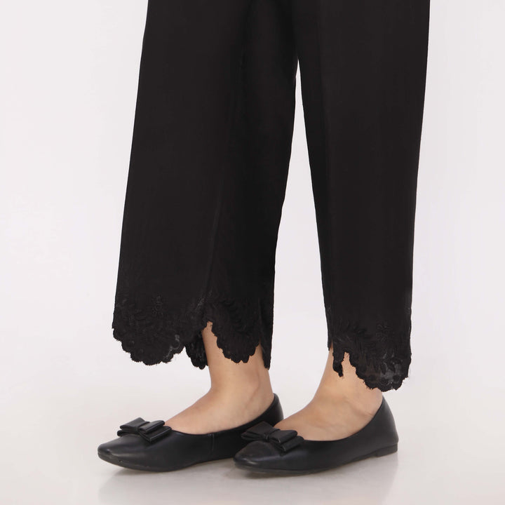 Black Cotton Cambric Embroidered Trouser
