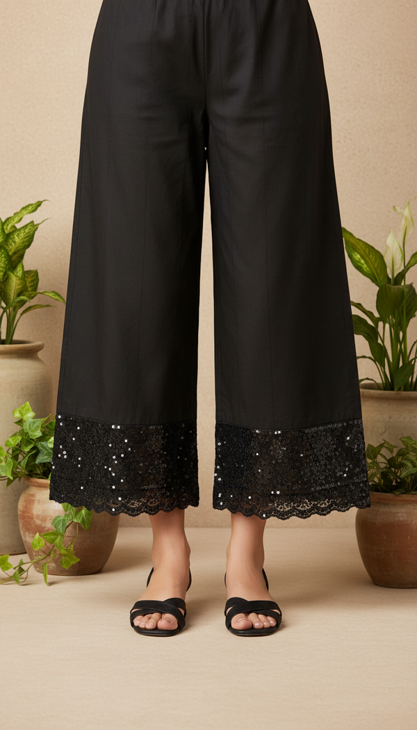 Black Embellished Cambric Trouser PL5169