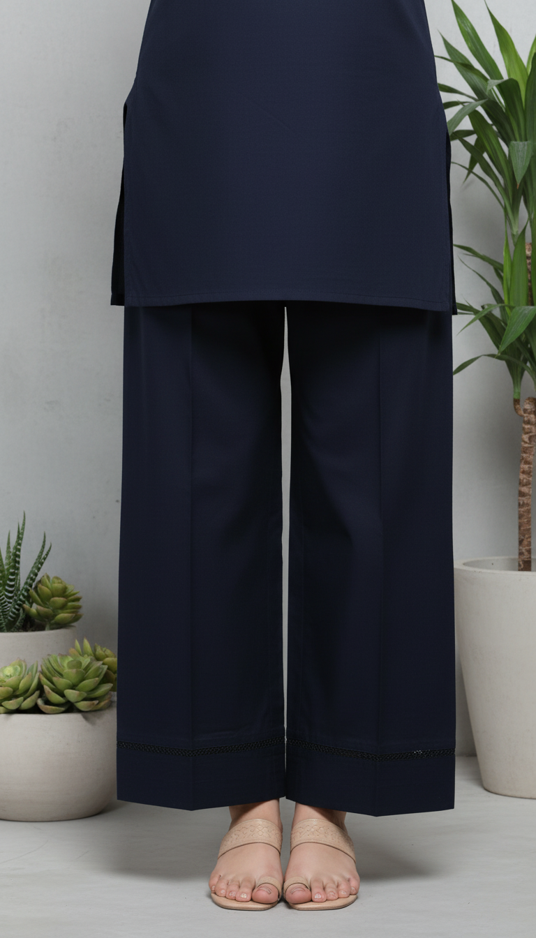 Black Embellished Cambric Trouser PL6026