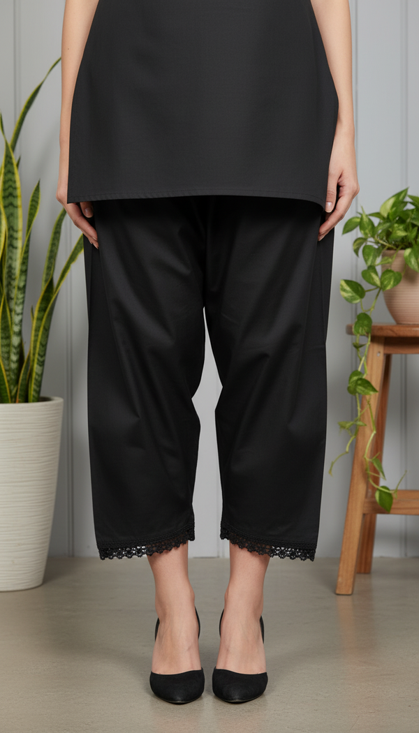 Black Embellished Cambric Trouser PL6028