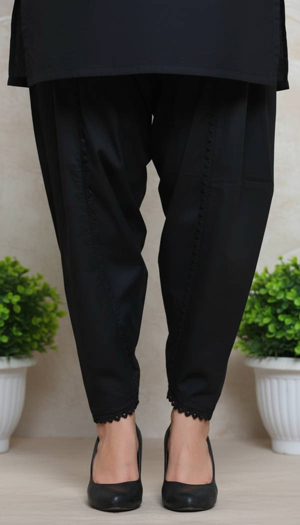 Black Cambric Tulip Shalwar PL6030