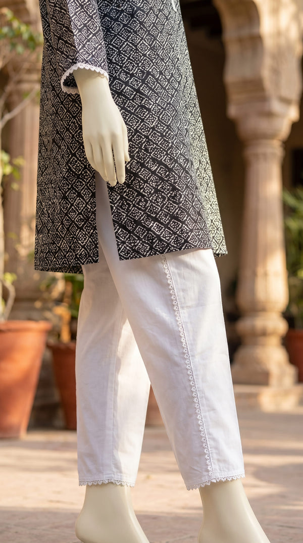 White Solid Cambric Trouser PL603109