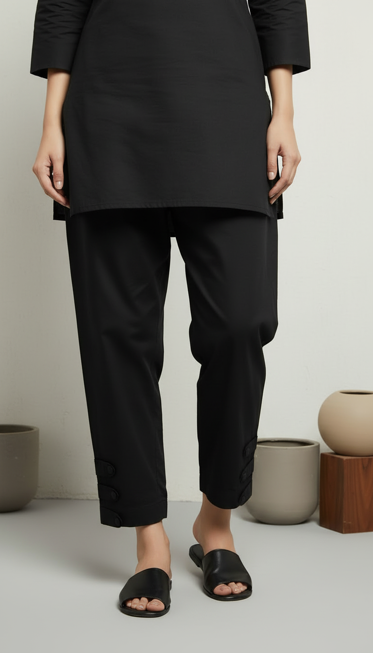 Black Solid Cambric Trouser PL6032