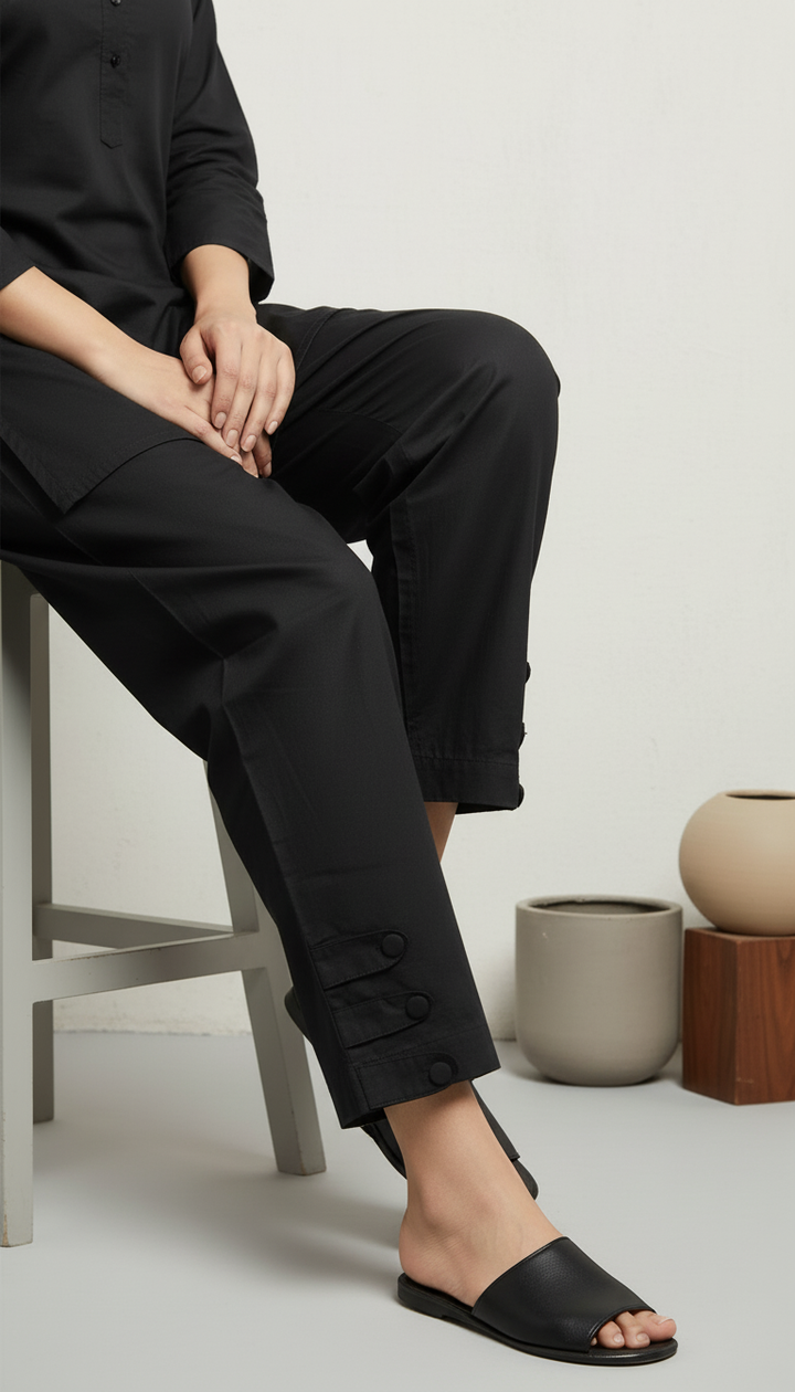 Black Solid Cambric Trouser PL6032