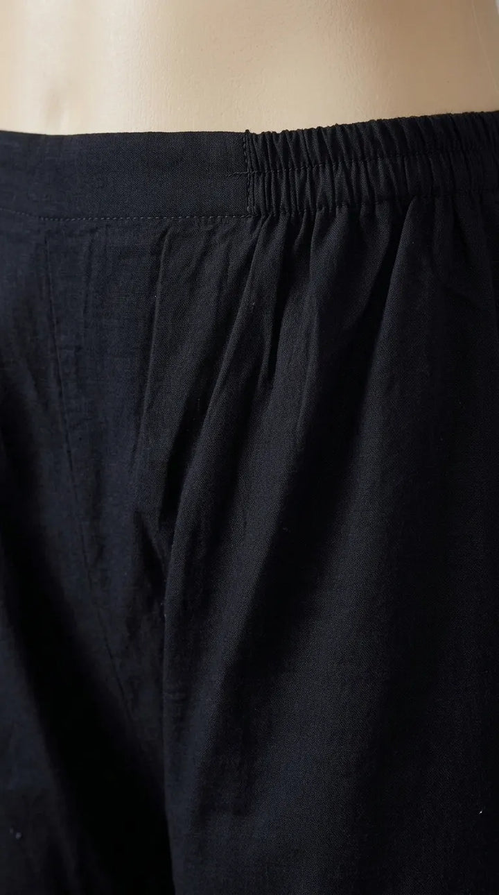 Black Embroidered Cambric Trouser PL606501
