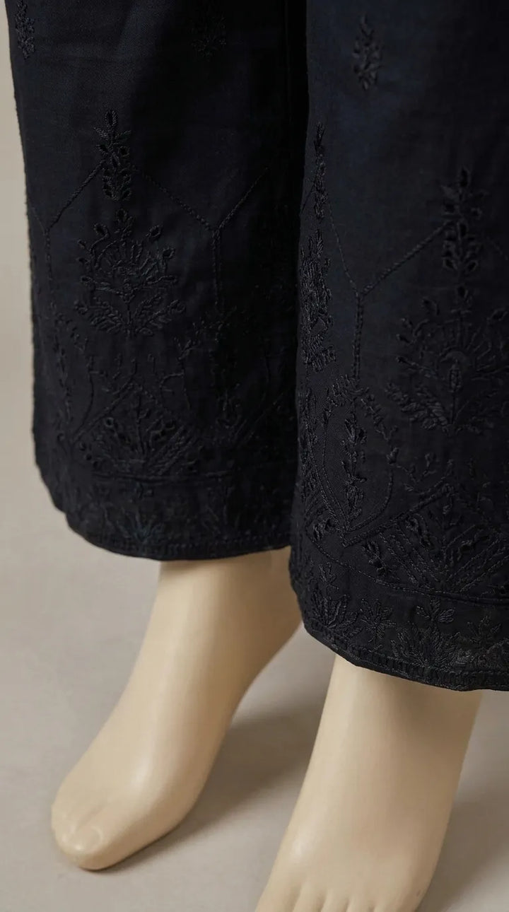 Black Embroidered Cambric Trouser PL606501
